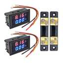 Aideepen 2pcs Digital Volt Amp Voltmeter Ammeter Meter DC 4.5-100V/50A Dual LED Voltage Amperage Current Meter Tester Panel with 50A 75mV Shunt(Red&Blue)