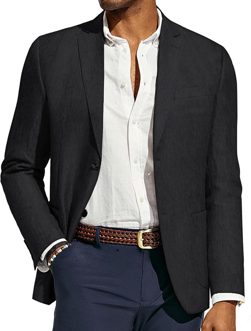 PJ PAUL JONES Mens Blazer Casual Sport Coats Regular Fit Two Button Suit Jacket Lightweight Sports Jacket (Small, Black)
