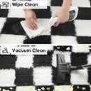 KICMOR Fluffy Soft Runner Rug for Bedroom Living Room, 2x6 Black and White Checkered Rugs Fuzzy Plush Shaggy Bedside Carpet, Non Slip Long Rug for Kids Girls Boys Room Nursery Home Decor Aesthetic