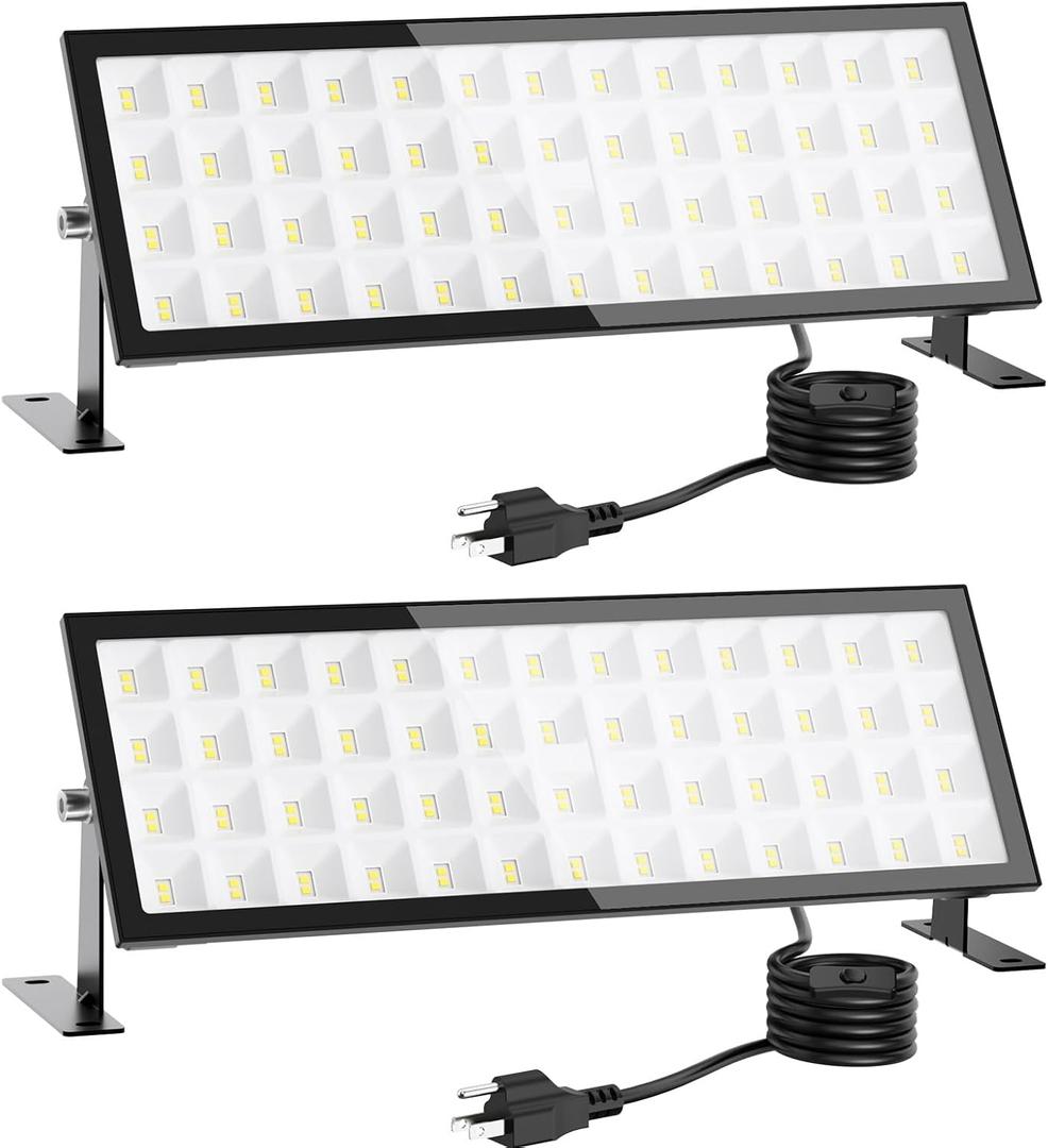 140w 18000lm Plug in Garage Light,2Pack Led Shop Lights,Shop Lighting For Workshop,IP66 Waterproof Work Lights ,4.92ft Power Cord,Switch On/Off,6500k Super Bright Outdoor Flood Light For Warehouse