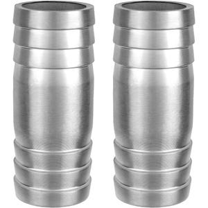 Stainless Steel 1-1/4" to 1-1/4" Hose Barb Fittings Splicer Mender Round Union Coupler Adapter Splicer Mender Union Air Water Fuel (Pack of 2)