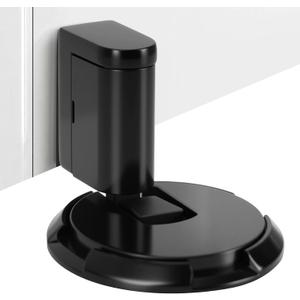 Mechanical Door Stopper with Adjustable Height - Windproof Heavy Duty Design, No Drilling Installation, with 3M Adhesive & Screws for All Floor Types (Matte Black)