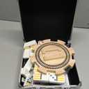 Mexican Train Dominoes Set Double 12 Color Dots with Wooden Hub 8 Metal Trains and Aluminum Case