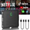 2-in-1 Wireless CarPlay Adapter for Streaming Netflix/YouTube/TikTok/TF Card, 2025 Magic Video AI Box & Android Auto Dongle, Plug & Play, Fit with iPhone 8+/iOS10+/Android 11+