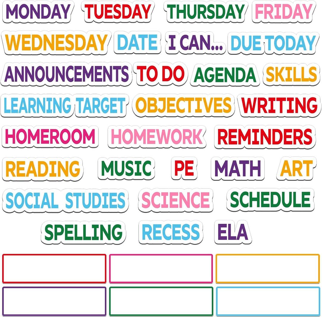 36 Pcs Classroom Schedule Magnets Daily, Rainbow Color, Classic
