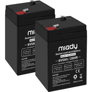 Miady 6V 5Ah Rechargeable Sealed Lead Acid Battery (2 Pack)