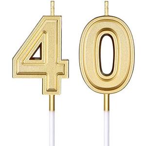 Frienda Birthday Candles Cake Numeral Candles Happy Birthday Cake Topper Decoration for Wedding Anniversary Celebration Supplies(Gold,40th)
