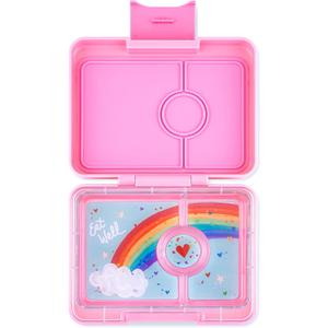 Yumbox Snack Box - 3 Compartment - Leakproof Bento Lunch Box for Kids (Fifi Pink with Rainbow Tray)