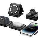 Magnetic Wireless Charger for iPhone: Foldable 3 in 1 Charging Station for Multiple Apple Devices - Travel Charging Pad Dock for Apple Watch iPhone 16 15 14 13 12 Pro Max Plus & Airpod