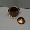 Ceramic Honey Pot, Honey Container with Dipper, Metallic Neutral Color Honey Jar, Honey Dispenser, Ceramic Pot, Stylish Honey Storage for Rustic, Modern, Home and Farmhouse Kitchen Decor