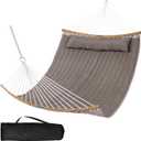 SUNCREAT Hammocks Portable Double Hammock with Curved Spreader Bar, Brown
450 lbs Capacity, Heavy Duty Outdoor Hammock with Carrying Bag
