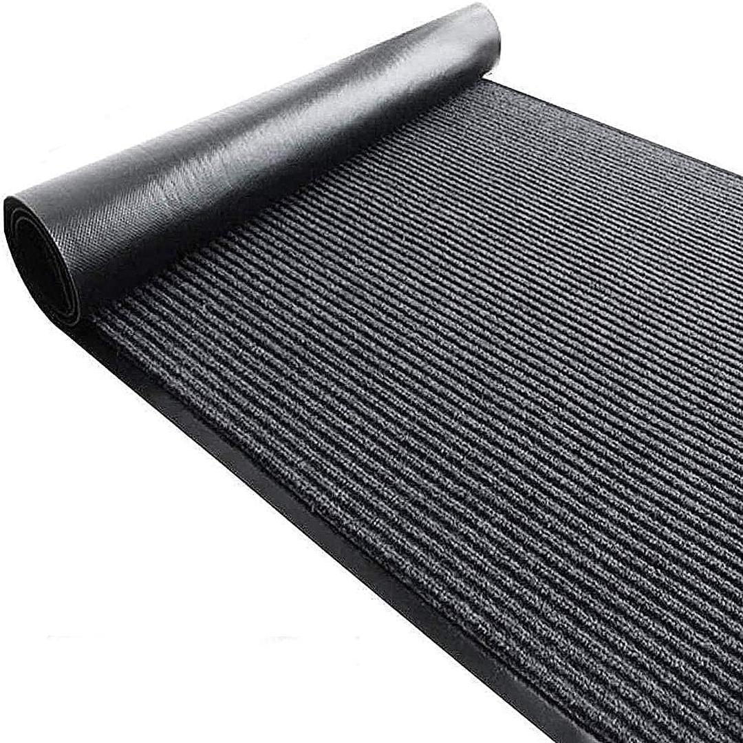 TANYOYO 3' X 10' Commercial Grade Door Floor Mat Brush Step Entrance Mat Vinyl Backed Utility Doormat Heavy Duty Floor Rugs Commercial Outdoor Carpet Indoor Entrance MatGrey
