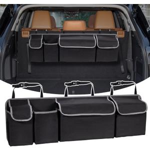 Car Trunk Organizer, Large Capacity Backseat Trunk Organizer (40.16"*10.63"), Collapsible Car Storage Bag with 4 Pockets, for SUV/MPV/Truck