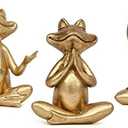 Gold Frog Figurines Yoga Decor 3.7In Set of 3 –Frog Yoga Statues for Modern Living Room Desk Table Home Office Bookshelf Shelves Sculptures Decor,Gifts for Mom Women