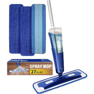 Mop for Multi-Purpose Floor Premium Spray Mop, 18 inch Professional Hardwood Wet and Dry Cleaning Mops with 3 Resuable Pads and Refilled Bottle, Blue