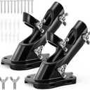 Flag Pole Holder, Anovo Flag Pole Brackets Mount Outside House Heavy-Duty Aluminum Metal Rust Proof Bracket 1" Inner Diameter 2 Positions with Hardwares for Outdoor Wall Mounting Porch(Black-2 Pack)