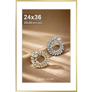 24x36 Poster Frame Gold – Modern Aluminum Poster Frames 24 x 36 Inches with Real Glass, Large Metal Photo Frames for Wall Display Vertical & Horizontal