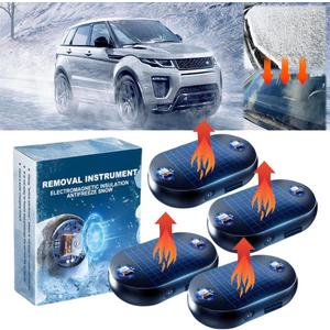 4PCs Electromagnetic Snow Melter,Cordless Electromagnetic Wave Anti Freezing and Snow Removal Device,Anti Freeze Electromagnetic Car Snow Removal Device,Defroster for Car Windshield,Antifreeze Device
