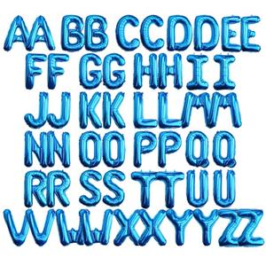 [52 PCS] 16" Foil Blue Letter Balloons 2 Sets of A-Z, Mylar Aluminum Hanging Alphabet for Graduation New Year eve Birthday Party Decorations