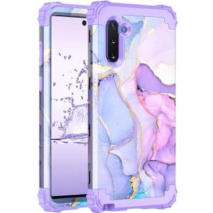 Hekodonk for Galaxy Note 10 Case,Three Layer Heavy Duty Shockproof Protection Hard Plastic+Soft Silicone Full Body Drop Protective Case for Samsung Galaxy Note 10,Purple Marble