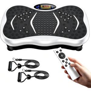 Vibration Plate Exercise Machine, Lymphatic Drainage Machine for Weight Loss, Lymphatic Drainage & Muscle Recovery, Multiple Speeds with Bluetooth & Remote, Max User Weight 330lbs, WhiteEdge
