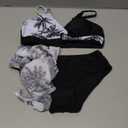 Girls Swimsuit, Bathing Suits 3 Piece Tropical Floral Twist Cross Bikini Sets Girls' Swimwear with Cover Up Skirt  (11-12 Years, Black Palm)