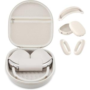 3 in 1 Silicone Cover and Case for Apple Airpods Max 2/ Airpods Max Headphones, AirPods Max Hard Case and Anti-Scratch Ear Pad Case/Ear Cups/Headband Covers Accessories (Starlight case & Cover)
