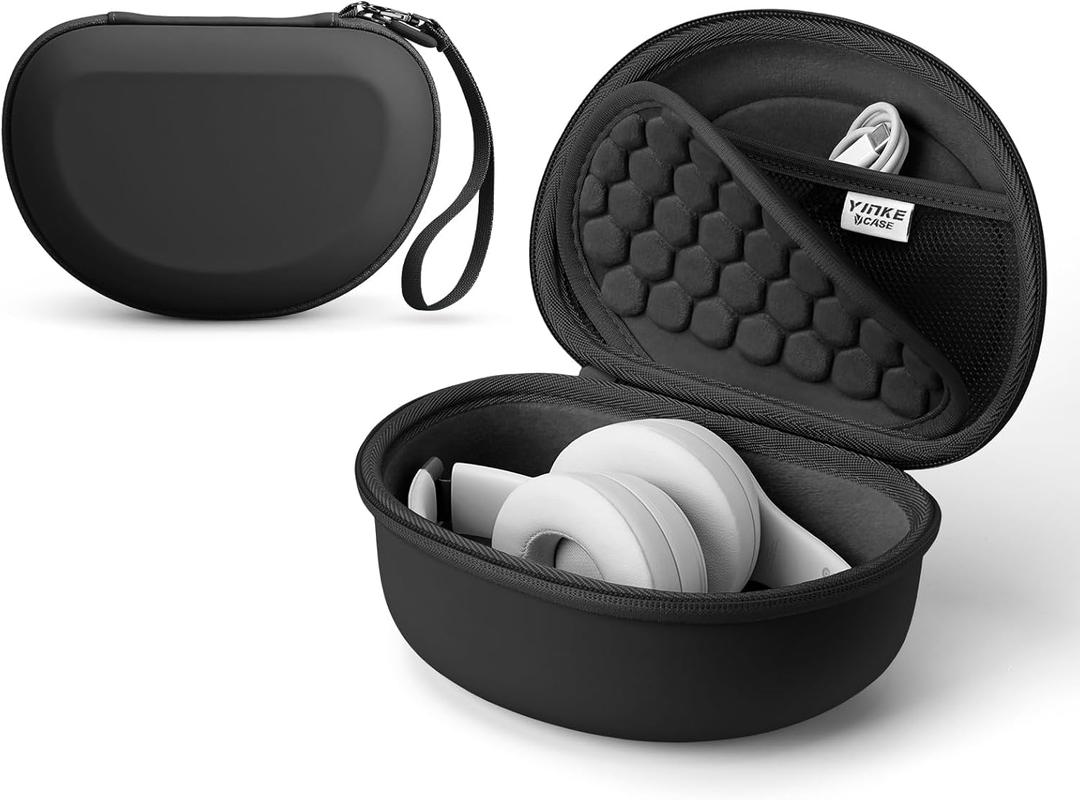 Hard Case for Beats Solo 4/Solo 3/Studio Pro/Studio3 On-Ear Headphones, Universal Portable Travel Organizer Bag with Honeycomb Lid Protection (Black)