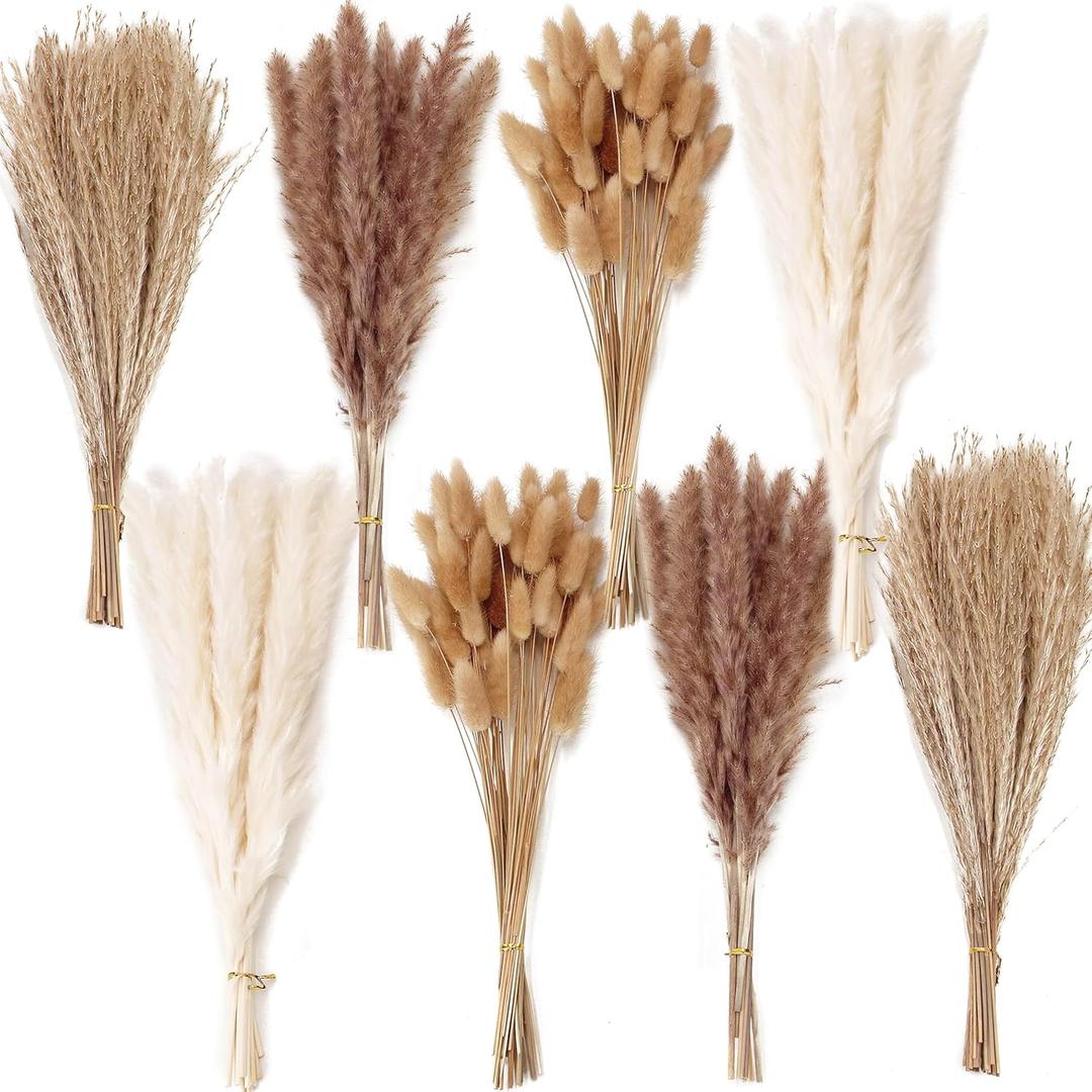 200PCS Dried Flower Bouquet Pampas Grass, Floral Decor for Home, Wedding, and Boho Style | Perfect for Vases, Fall, Spring, Summer, and Winter Arrangements