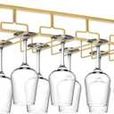 Xverycan Wine Glass Rack Under Cabinet, 6 Row Extreme Large Stemware Hanger, Metal Wine Goblet Holder, DIY Bar Glass Storage Rack for Bar Counter, Kitchen, Screws Included (Gold)