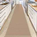 15ft Natural Jute Hallway Runner Rug Non Slip Washable, Rubber Backed Long Khaki Indoor Entryway Runner, Absorbent Kitchen Carpet Sink Rug