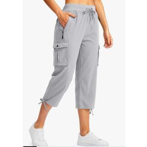Soothfeel Women's Cargo Capris Pants with 6 Pockets Lightweight Quick Dry Travel Hiking Summer Pants for Women Casual,L