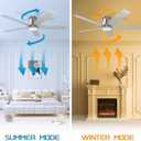 wurzee 60 inch Flush Mount Ceiling Fan Brushed Nickel ceiling fans with lights 6 Speeds DC Reversible Motor, Timing, Dimmable, 5 Blades for Bedroom, Living Room Dining Room Patio