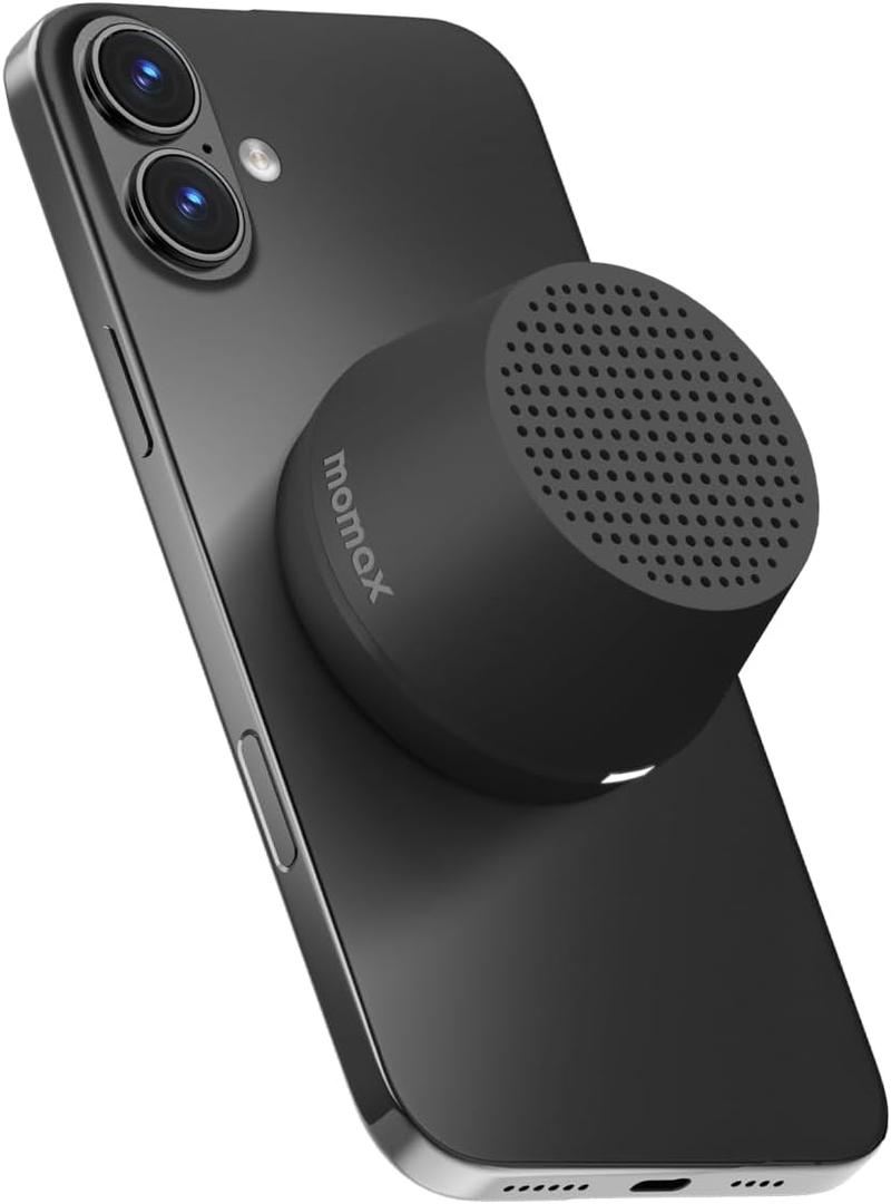 MOMAX Mini Portable Bluetooth Speaker - Magnetic Waterproof Speaker with Balanced Sound, 12H Playtime, Indoor Speaker True Wireless Stereo Pairing for Home, Bedroom, Bathroom, Gift Ideas, Black