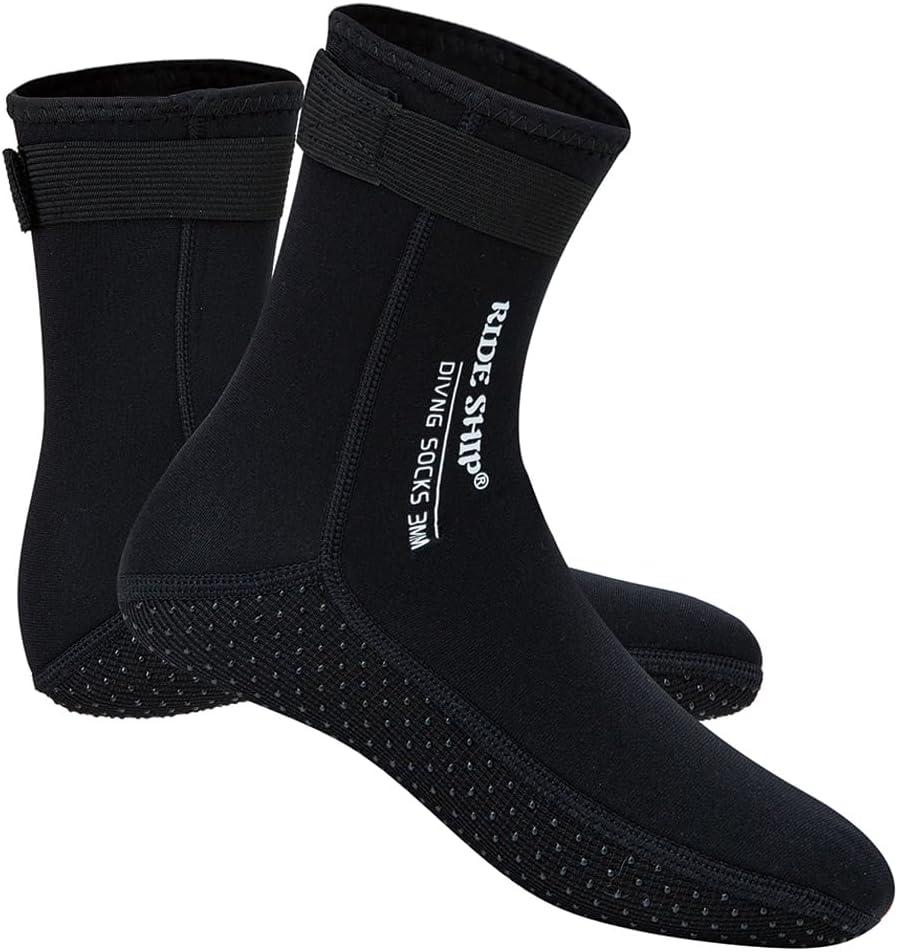 Skyone Neoprene Socks Diving Scuba Socks Wetsuit Fin Booties for Men Women, 3MM Surfing Sock Thermal Flexible Anti Slip