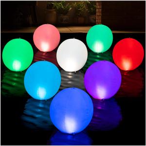 Solar Floating Pool Lights - Pack of 2 Solar Powered Color Changing 14-inch Balls - Float or Hang in Pool Garden Backyard Pond Party Decorations - Inflatable Wateproof (Multiple)