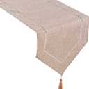 Tosewever Decorative Linen Table Runner with Tassels Tabletop Collection 14 x 72 Inches Table Runners for Everyday Dining Wedding Party Holiday Home Decor (14" x 72", Light Coffee)