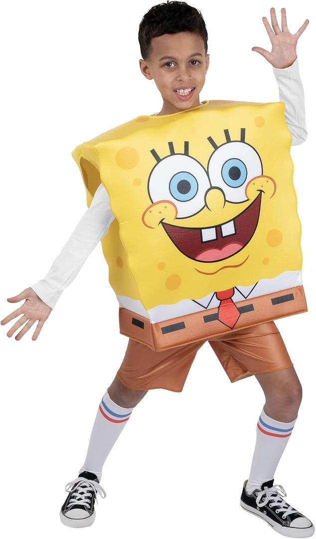 SpongeBob SquarePants Official Youth Deluxe Halloween Costume - Premium Quality Square Pullover with Shorts and Socks (S)