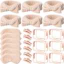Hoteam 24 Pcs Spa Party Favors Supplies 6 Spa Headband 6 Plush Sleep Eye Mask 6 Hair Claw Clips 6 Clear Cosmetic Bags for Adult Sleepover Slumber Party Graduation Gift(Beige)