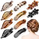 10 Pcs Flat Hair Clips for Women, 3 Styles Tortoise Flat Claw Clips, Strong Hold No Slip French Flat Hair Clips for Thin Thick Curly Hair, Tortoiseshell