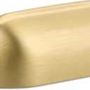 SALISENG-Brushed Gold Kitchen Cabinet Drawer Cup Pulls, 5 Pack 2-1/2 inch Solid Brass Cup Knobs for Cabinet Cupboard Wardrobe, Classic Dresser Vanity Door Handles, Brass Furniture Hardware Pull