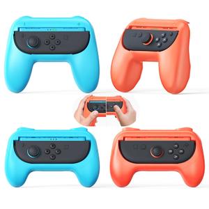 [Both for Switch 2 and 1] FYOUNG Grips for Nintendo Switch 2/1/OLED Controller, Handle Holder for Joycon 2&for Joy con, Dual Size Comfort Ergonomic Grip for Kids&Adults, Family Gaming Accessories (Orange Blue)