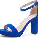 Shoe Land Women's Platform Heels - Chunky Block Heeled Sandals with Ankle Strap, Open Toe Dressy High Heels for Women, Comfortable Prom, Wedding & Party Pumps 2025, Size 8