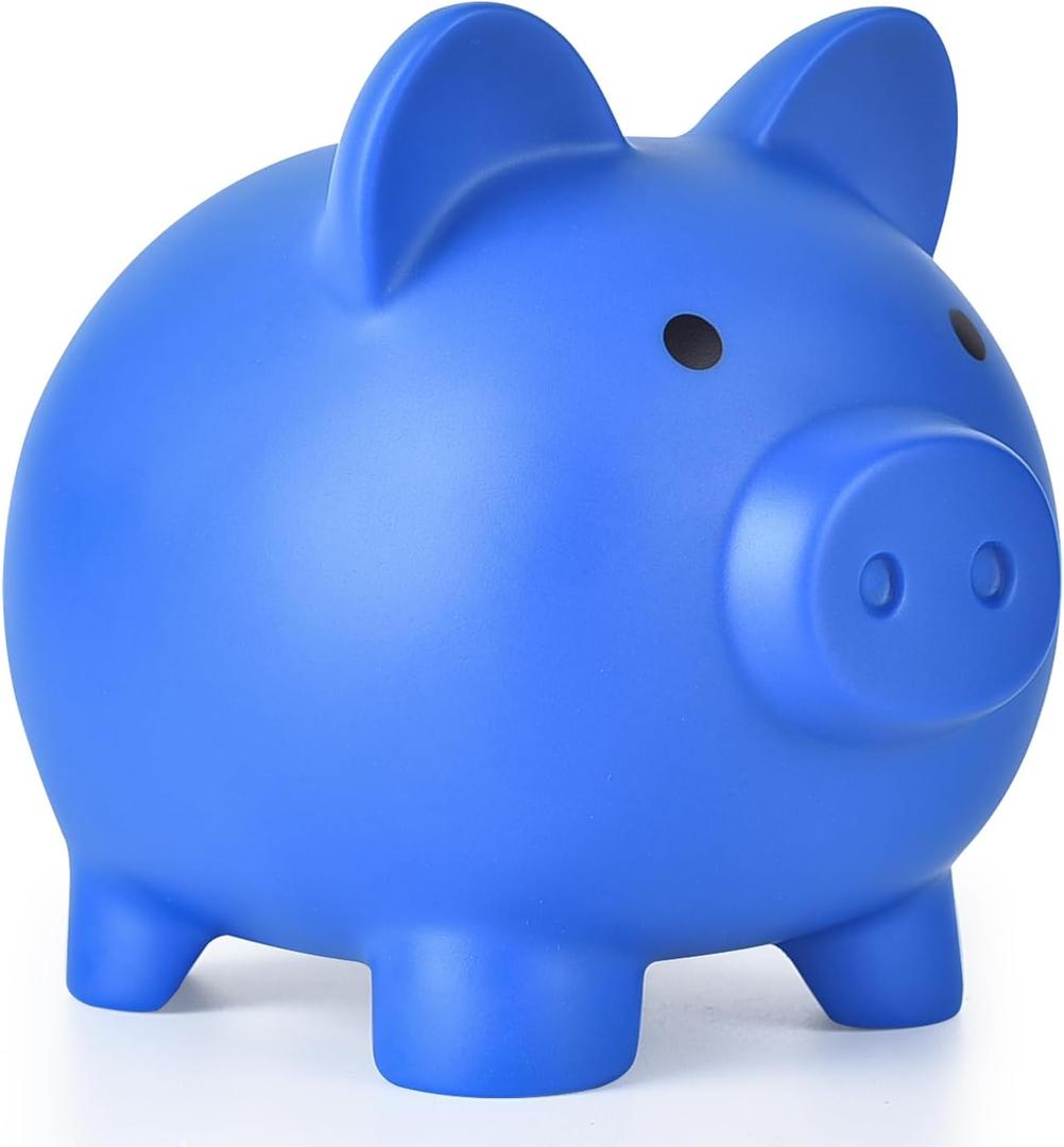 Piggy Bank, Unbreakable Plastic Money Bank, Coin Bank for Girls and Boys, Medium Size Piggy Banks, Practical Gifts for Birthday, Easter, Christmas (Dark Blue)