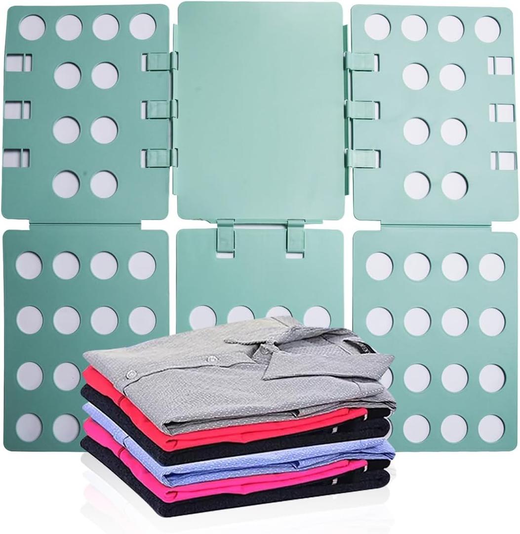 GYE T Shirt Folding Board T Shirt Clothes Folder Laundry Organizer Durable Tool Plastic Easy and Fast Folding Board for Kid Children and Adult to Fold Clothes (Green)