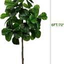 Artificial Fiddle Leaf Fig Tree 6FT - Large Fake Tree with White Planter, Tall Faux Ficus Lyrata Tree Floor Plants for Indoor Home Decor Office Living Room Housewarming Gift, 1Pack