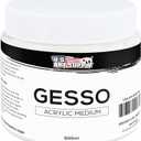 U.S. Art Supply White Gesso Primer - 16.9oz (500ml) for Oil & Acrylic Paint - Superior Coverage, Canvas Prep, Mixable White Gesso Paint Artists