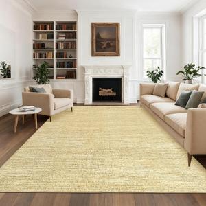 GarveeHome 9x12 Area Rugs for Living Room Washable Solid Large Bedroom Rugs, Tan, 9' x 12' (Rectangular)