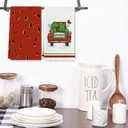 AnyDesign Watermelon Kitchen Dish Towel 18 x 28 Sweet Summer Tea Towels Watermelon Truck Hand Drying Cloth Towel Decorative Dishcloth for Holiday Kitchen Cooking Baking Bathroom, 4Pcs