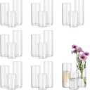 Glasseam Clear Cylinder Vases Set, 24Pcs Glass Vases for Centerpieces Bulk, Modern 2" Floating Candle Centerpieces for Decor, Hurricane Candle Holders for Wedding Table Decorations, Tall 4"+6"+8"